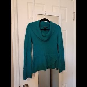 White House Black Market cowl neck peplum sweater size XS teal